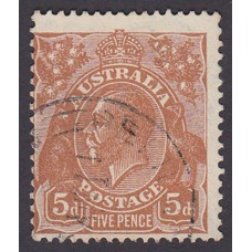 Australian    King George V    5d Brown   C of A WMK  1st State Plate Variety 3R43